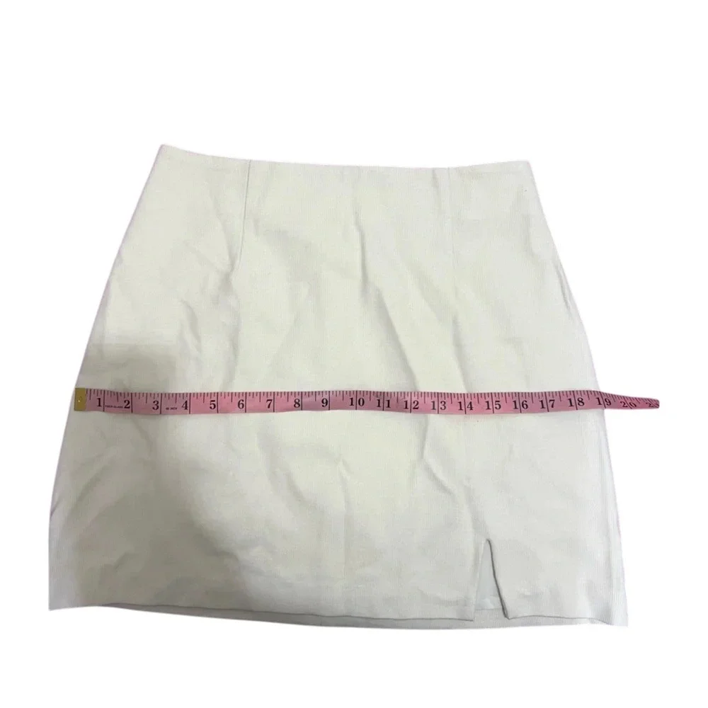 NEW OGL MOVE Ivory Size S Brushed Mid-Waist Split Mini Skirt Beige Off White